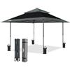 EAGLE PEAK Gazebo da giardino, 4 x 4 m, con sfiato, doppio tetto, impermeabile, per padiglione, tenda di rece (nero/grigio)