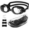 GNOLONG Occhiali da nuoto per adulti regolabile Swim occhiali di protezione UV Anti Fog con tappi per le orecchie per le donne degli uomini