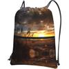 WHJSSF Calm Coastal Scene Prints Zaino con cerniera e coulisse, borsa leggera e pieghevole per viaggi, yoga, escursionismo e oggetti essenziali quotidiani