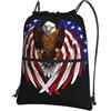 HJFCZH Zaino con stampa di aquila patriottica con bandiera degli Stati Uniti, con coulisse e cerniera, borsa leggera da palestra con tasca frontale, ideale per viaggi e yoga