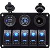 Zerodeko Pannello Interruttori Display Digitale Nero 12v 24v 2 USB 5 Vie 3.1a in Lega di Alluminio e ABS Voltaggio Stabile per Barca RV Yacht