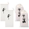 HEATSHAKING Set 4 Borse per Scarpe da Danza Classica Coulisse, Borsa Portatile per Scarpette da Balletto per Viaggi e Lezioni di Danza