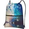 WHJSSF Sunset Sea Surfing Seascape Stampa Coulisse Zip Zaino - Leggero e pieghevole, borsone da viaggio con tasca frontale e organizer interno