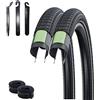 maxxi4you 2 x Schwalbe Big Ben Plus, GreenGuard, E-50 55-406 (20 x 2,15) + 2 tubi Schwalbe DV7 inclusi 3 leve per pneumatici