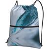 HJFCZH Ocean Green Wave Surf Prints, zaino con coulisse e cerniera, leggero, sportivo, per palestra, viaggi e yoga, design resistente all'acqua