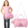 Toddmomy Borsa da Balletto Grande capacità e Portachiavi con Pallina Morbida con Doppio Manico in Poliestere Rosa Decorata con Pizzo Ricamato per Ragazze per Lezioni di Danza