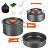 GOMETY Set di pentole da campeggio, 10 pezzi, per esterni, per 2-5 persone, set di pentole con pentola da campeggio, padella e teiere, set di pentole in alluminio, per attività all'aperto, escursioni, picnic