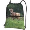 WHJSSF Zaino con stampa di mucca svizzera con cerniera e coulisse, leggero, pieghevole, da palestra, borsone da viaggio con tasca frontale e organizer interno