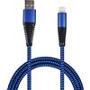 2GO USB Lade-/Datenkabel Lightning 1m Nylon blau PET-Verp.