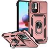 Jeelar ESONG Cover per Xiaomi Redmi NOTE 10 5G,Custodia Protettiva di Grado Militare,Scorrevole Fotocamera Proteggi,Magnetica Anello Supporto,PC&TPU Antiurto Case,rosa