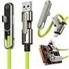 nplaseta Cavo di ricarica super veloce con supporto, 1,2 m, cavo di ricarica 3 in 1 con supporto invisibile e supporto, 240 W + 65 W, cavo di ricarica rapida con supporto per cellulare integrato per giochi