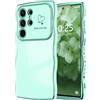 LCHULLE Compatibile con Samsung Galaxy S23 Ultra 5G Cover cuore d'amore Custodia con forma ondulata ragazze Protezione fotocamera Cover galvanizzata Custodia per Samsung S23 Ultra 5G Verde chiaro