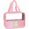 Coolgaga Beauty Case da Viaggio Trasparente, Trousse Trucchi Donna, Borsa da Toilette in PU-PVC, Borse da Viaggio Impermeabile, Borsa Cosmetici Regalo Compleanno Natale Ideale per Donne Ragazze Amic Rosa A