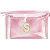 Coolgaga 2 Pezzi Beauty Case da Viaggio Trasparente, Trousse Trucchi Donna, Borsa da Toilette in PU-PVC, Borse da Viaggio Impermeabile, Borsa Cosmetici Regalo Compleanno Natale Ideale per Donne Ragazze Rosa S
