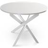 SHIITO | Modello Jerry JC - Tavolo da pranzo rotondo | Legno di quercia con gambe incrociate - Tutto bianco | 90 x 75 cm