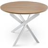 SHIITO | Modello Jerry JC - Tavolo da pranzo rotondo | Legno di quercia con gambe incrociate bianche, 90 x 75 cm