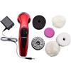 UxicRuya Spazzola Elettrica per Scarpe Lucidascarpe Automatico Kit di Pulizia Spazzola Lucidante Pulitore Portatile con 6 Testine Adatto per Uso Domestico E V, Rosso