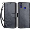 SIENIANLINE Cover per Xiaomi Redmi Note 7 custodia portafoglio Nero | 3 scomparti carte, 1 tasca banconote, Chiusura magnetica, Supporto, Pelle PU flip cover per Redmi Note 7