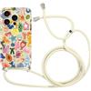 Foonary Cover con Cordino per iPhone 11 Pro, Custodia con Collage Aesthetic Estivi Frutta Motivo Laccio Collana Tracolla, Silicone Necklace Regolabile Corda Case per iPhone 11 Pro 5,8,Fiore Summer