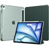 MoKo Cover per iPad Air 13 Pollici Case (M4/M3/M2) con Portapenna | Cover per iPad Air 13 2026/2025/2024, Trifold Sottile Leggera Custodia con Retro in PC Rigido Traslucido, Verde Notte
