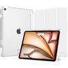 MoKo Cover per iPad Air 13 Pollici Case (M4/M3/M2) con Portapenna | Cover per iPad Air 13 2026/2025/2024, Trifold Sottile Leggera Custodia con Retro in PC Rigido Trasparente, Bianco