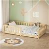ML DESIGN modern living ML-Design Letto Basso per Bambini e Bambine 80x160 cm, Naturale, in Legno di Pino Massiccio, con Rete a Doghe e Protezione Anticaduta, Giroletto Montessori per Bimbi, Lettino a Terra per Cameretta