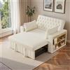 Lubvtti Divano letto 2 posti con portabicchieri,porta di ricarica USB e cuscino, divano 2 posti moderno con schienale regolabile,Portaoggetti per braccioli,Ciniglia(Beige-5)