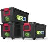 Iris Ohyama, Set di 3 scatole di immagazzinaggio, fai da te, 75 L, maniglia e ruote, mobile, garage, giardino - Store it All Box SIA-75 - Nero