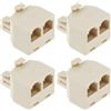 Create idea 4 adattatori splitter telefonici RJ12 6P6C da 1 maschio a 2 femmina, splitter per linea telefonica per fax fisso