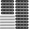 Glarks 15 Set staffe angolari piatte dritte da 100 mm, piastra di collegamento in metallo nero con 65 viti per mobili in legno (100 x 2 mm)