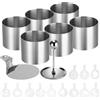 VINATO Set 26 Pezzi Mini Anelli per Torte Ø6 cm Acciaio, Anelli per Dessert Senza Cuciture con Base & Stencil, Antiaderente, Lavastoviglie, per Mousse, Cialde, Hamburger