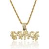 HALUKAKAH Catena d'oro Uomo Iced out,Placcato in Oro 18 Carati Savage Lettera Pendente Collana,Cz Completa Lab Diamantes Prong Set,con Catena di Corda 60cm,0 Pacco Regalo
