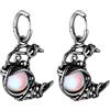 JewelryWe Orecchini a cerchio in acciaio inox Huggie con imitazione pietra di luna croce stella nodo celtico ciondolo pendenti orecchini gotici hip hop orecchini per uomo donna, Länge: 3,5 cm