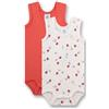 Sanetta Body per bambini (confezione doppia) senza maniche rosso e beige coccinella | Body di alta qualità e sostenibile per ragazze in 100% cotone biologico., beige., 98
