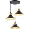 iDEGU 3 Luci Lampada a Sospensione Vintage Lampadario a Sospensione Retrò E27 Plafoniera Stile Industriale Lampada da Soffitto per Sala da Pranzo Soggiorno Cucina Ristorante, 22CM (3 Luci, Piatto)