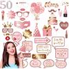 COSORO 38 pezzi Accessori Photo Booth Compleanno 50 Anni Oro Rosa,Kit Festa Compleanno Barba Occhiali Maschera,Accessori Foto per Feste Matrimonio Carnevale Halloween Natale per Bambini e Adulti