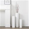 Dnnnii Set di 3 vasi da pavimento alti, vasi cilindrici in metallo bianco, per angolo soggiorno, struttura moderna a nido d'ape, decorazione in piedi extra large (più alto 70 cm, decorazione per la