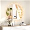 RELAX4LIFE Specchio da Bagno a Mezza Luna con LED, Senza Cornice, Retroilluminato, Antinebbia, Regolabile con Interruttore Touch, 3 Colori di Luce, Funzione di Memoria, Montato a Muro