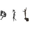 Haute Collage Bronze Rock Climbers - Set di 3 statuette da parete per arrampicata trio da uomo x3 sculture in resina poli statua grandi ornamenti da parete