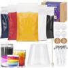 Blingfun Candela perlata con stoppini, kit di sabbia per candele fai da te, 5 colori, con tazza di miscelazione, cucchiaio, ecc. Ricaricabile per fare cera perlata per Halloween, Ringraziamento