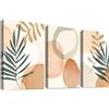 HALFLEMART Set of 3 Stampa su tela Con Cornice Cerchi Gialli Acquerellati Foglie Verdi Pittura Quadri su tela Botanico Minimalista Quadri Moderni Camera da Letto Soggiorno Decorazioni Murale 50x70cm x3pcs
