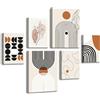 HALFLEMART 6Pcs Stampa su tela Con Cornice Boho Mid Century Pittura Astratto Minimalista Geometrico Illustrazioni Quadri su tela Poster Quadretti Quadri Moderni Soggiorno Camera da letto 30x40cmx2+20x30cmx4