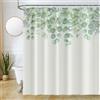 Uiiooazy Tenda Doccia Antimuffa, Tenda da Doccia 180x220cm Verde Salvia Eucalipto Foglie Verdi Motivo Tende da Bagno Tessuto Lavabile Impermeabile Poliestere Tende per Vasca da Bagno con 12 Anelli