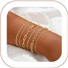 VIROMY Bracciali d'oro per le Donne Impilabili a Strati Placcati in Oro 14K Bracciali con Perline a Spina di Pesce Satellite Box Regolabile Bracciale