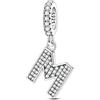 LIGHTDOG 925 Charms in argento sterling perline alfabetiche dalla A alla Z per l'Europa e i braccialetti Pandora 26 lettere dell'alfabeto con zirconi