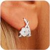 VIROMY Orecchini da Donna in Argento 14K Placcati Argento con Fiori Bianchi Incrociati Gioielli Ipoallergenici e Leggeri Ideali Come Regalo per Le Donne