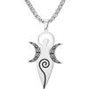 EUEAVAN Collana con pendente a spirale della dea celtica della fertilità con tripla luna Amuleto magico pagano wiccan Gioiello religioso Regalo per donne e mamme (argento 2)
