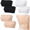 UILYNIU 6 Pezzi Reggiseni a Fascia Senza Spalline Bra Top a Tubo Corto Bralette Bandeau Non Imbottito Elasticizzato per Donna Cuciture Elasticizzato Bandeau Top Brassiere Donna (Nero, Beige, Bianco)