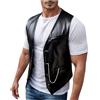 Generisch Gilet da uomo in pelle PU, gilet da motociclista, gilet da motociclista, retrò, gilet occidentale, in ecopelle, per attività all'aperto, slim fit, alla moda, con scollo a V, classico, per feste, Nero