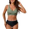 Generico Costume Donna Due Pezzi Costumi Mare Bagno Curvy Piscina con Ferretto da Tankini Donne Bikini Abbronzante Vita Alta Push Up per Seno Grande Imbottito 2 Taglie Forti Reggiseno L